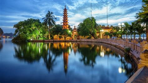 Panorama View Of Trấn Quốc Pagoda The Oldest Temple In Hanoi Vietnam