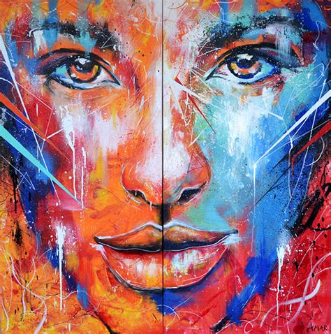 Fire And Ice Abstract Portrait Painting On Inspirationde