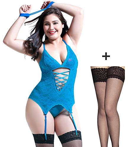 Sexy Lingerie For Women Upgraded Stretchy Lace Teddy Bodysuit Plus Size