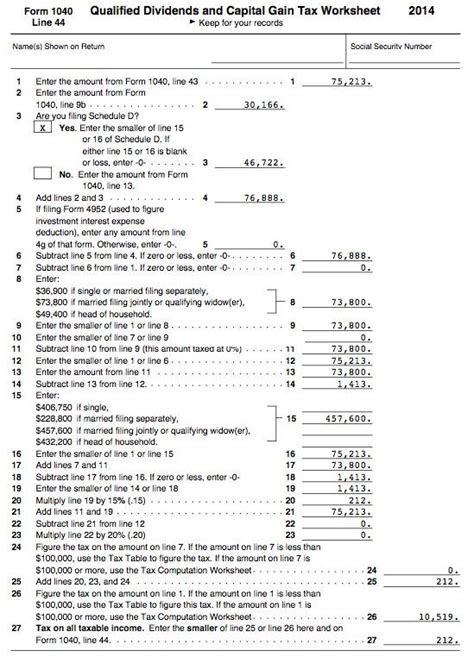 Irs Dividends And Capital Gains Worksheet