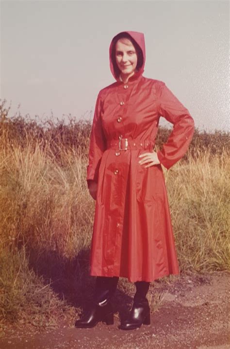 red raincoat rainwear girl rain wear mac rubber clothing jackets vintage food