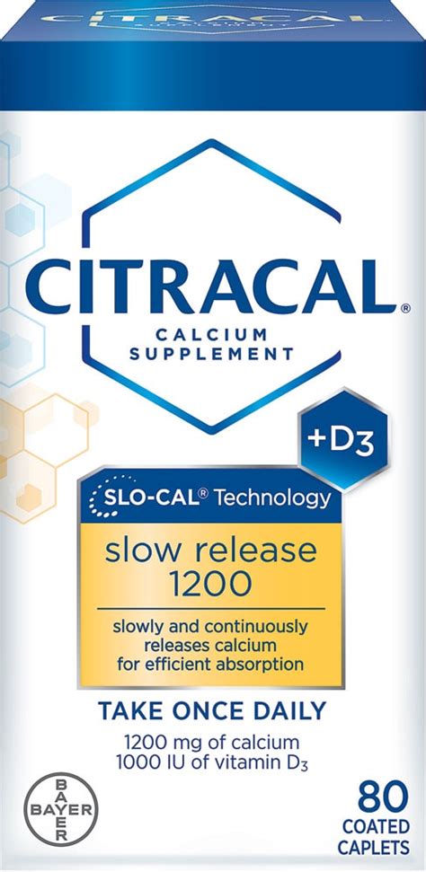 Citracal Slow Release 1200 Calcium Supplement D3 80 Coated Tablets