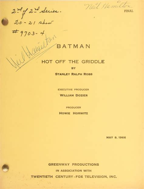 Batman Television Series 10 First Half Of Season Two Shooting Scripts