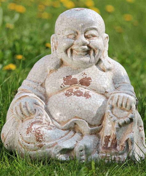 Buddha figuren im garten sind inspiration und ausdruck eines lebensgefühls zugleich. Buddha- Figur Shabby Vintage Skulptur Gartenfigur aus ...