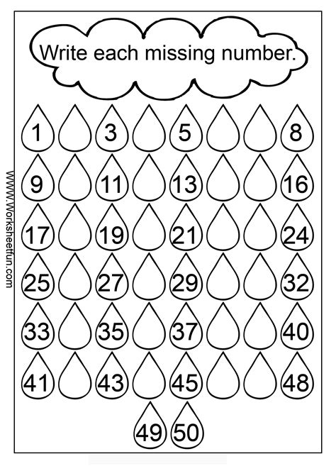 Numbers 1 To 50 Worksheets For Kindergarten