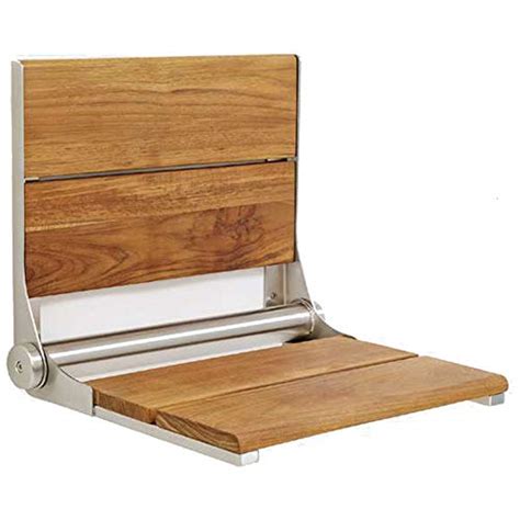Lifeline Teak Wood Folding Shower Seat Wall Mounted Bench Deal