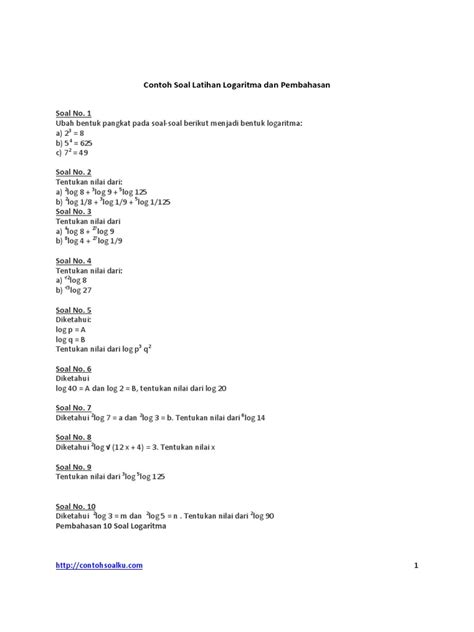 Contoh soal logaritma sederhana yang dapat . Contoh Soal Latihan Logaritma Dan Pembahasan
