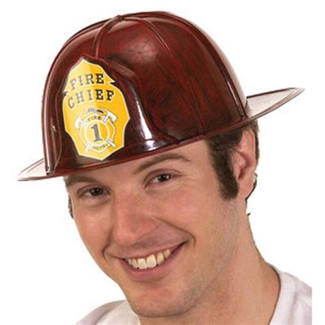 Fireman Fire Chief Red Helmet Plastic Adult Cosplay Halloween Costume