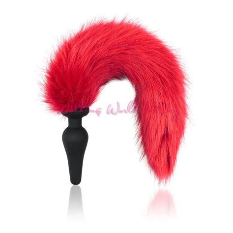 4x10cm Red Fox Tail Anal Plug Silicone Butt Plug Anus Insert Stopper Anal Sex Toys For Women