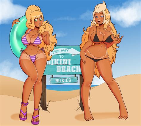 Rule 34 2girls Bikini Bimbo Large Ass Large Breasts Navel Story At