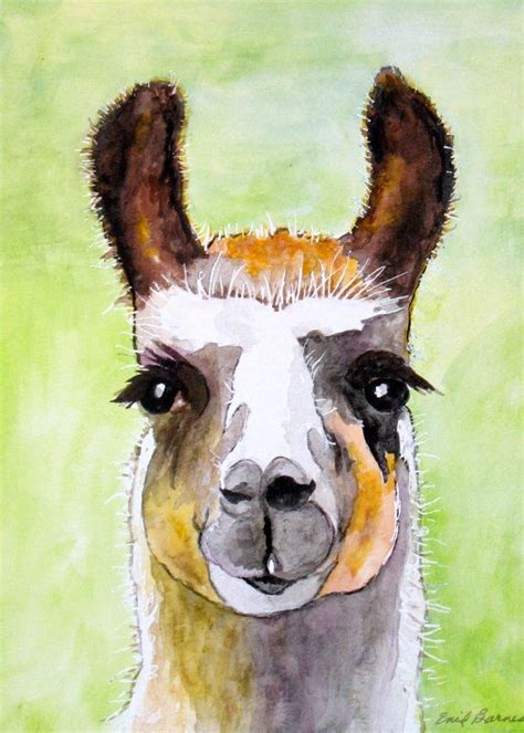 Original Llama Watercolor Painting Etsy Animal Paintings Llama