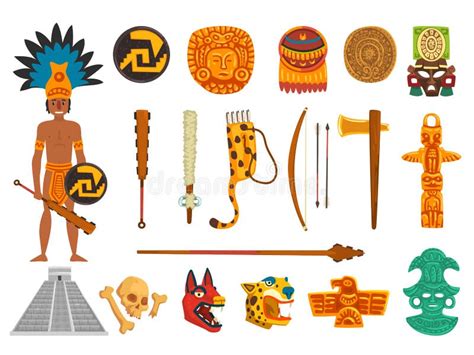 Maya Traditional Symbols Set Ancient Maya Civilization Cultural