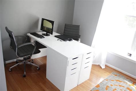 Bookcase, reclaimed coffee table top and table legs from home depot. IKEA minimalist two person desk - IKEA Hackers