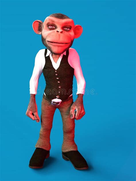 3d Illustration Of A Cute And Funny Human Cartoon Monkey Animal In A