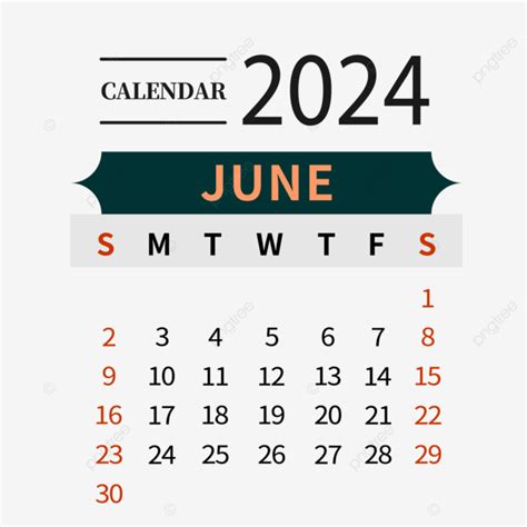 Junio 2024 Calendario Simple Negro PNG 2024 Calendario Junio PNG Y