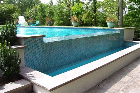 Vanishing Edge Traditional Pool with Glass Tile Mosaic | Residential ...