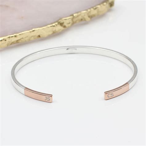 Personalised Silver And Gold Plated Dipped Bangle By Hurleyburley