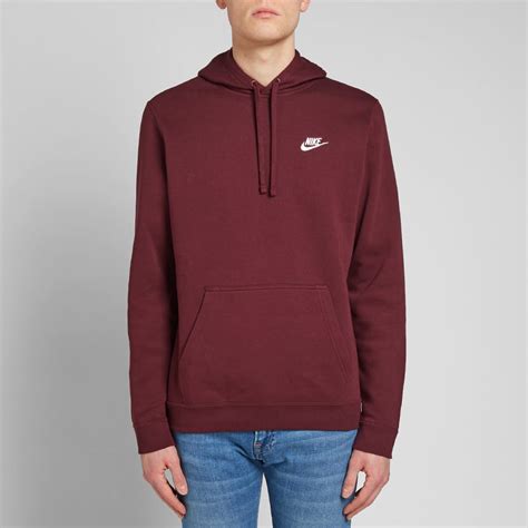 Nike Club Pullover Hoody Night Maroon And White End Uk