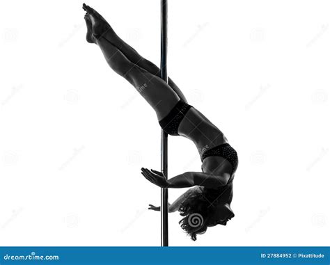 Woman Pole Dancer Crossed Knee Pose Silhouette Stock Photo Cartoondealer