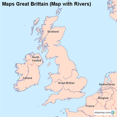 Stepmap Maps Great Britain Map With Rivers Landkarte Für Great