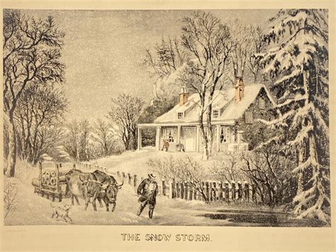 Lot Currier And Ives The Snow Storm Hand Colored Lithograph