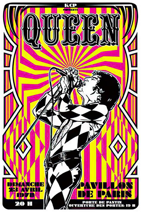 Queen Vintage Paris Concert Rock Poster Reproduction 12x18 Printable Digital Download By
