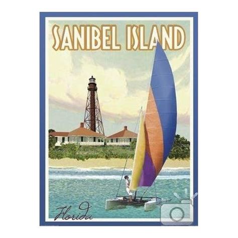 Sanibel Island Florida Art Deco Style Vintage Travel Poster By