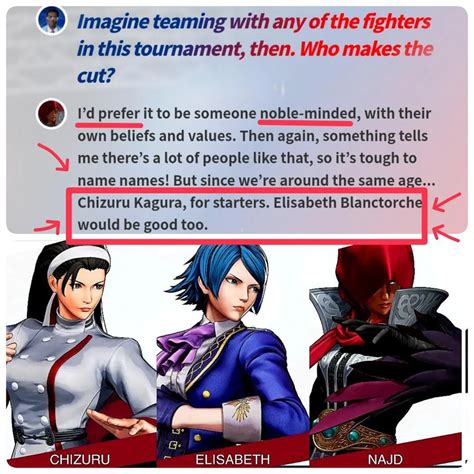 King Of Fighters Xv Najd Suggesting Teaming Up With Chizuru Or Elizabet Jcr Comic Arts