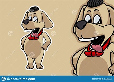 Standing Dog Mascot Vector Illustration Cartoon Style Stock