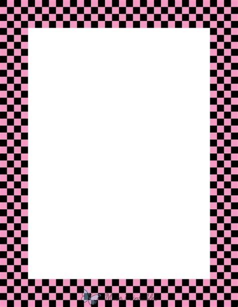Printable Black And Pink Mini Checkered Page Border