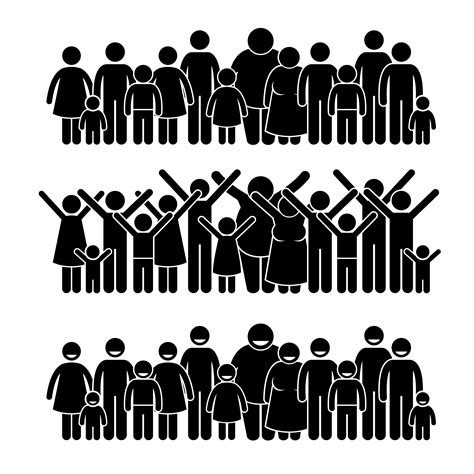 Group Of People Standing Community Stick Figure Pictogram Icons 372137
