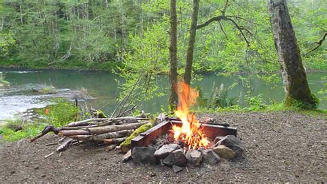 Campfire Smoking In The Pacific Northwest, Oregon. Stock ...