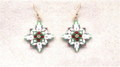 Beading4perfectionists Christmas Earrings With Superduo Beads Beading