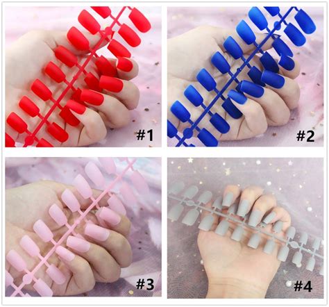 24 Pcs Detachable Frech Fake Nails Matte Nail Tips23 Colors Etsy