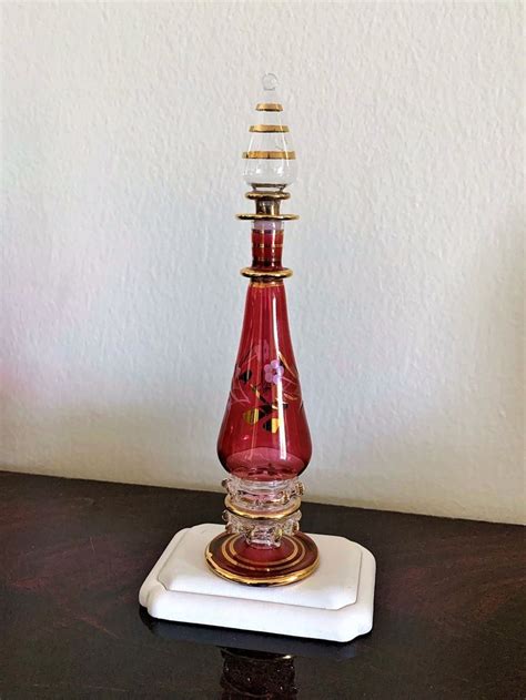 Vintage Egyptian Hand Made Blown Glass Perfume Bottle Etsy Glass Blowing Glass Perfume