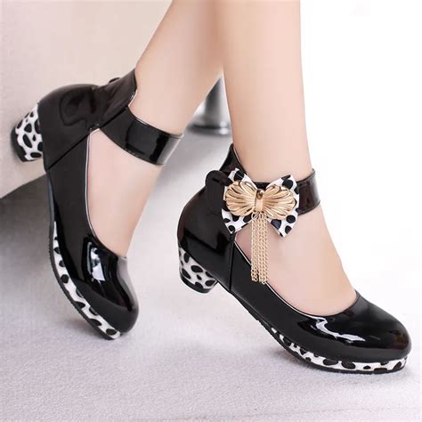 Classic Bow Girl Pu Leather Shoes For Girls Party Dance Children Kids
