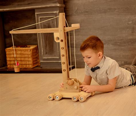 Kids Toy Wooden Crane Montessori Organic Toy For Boys And Girls Etsy