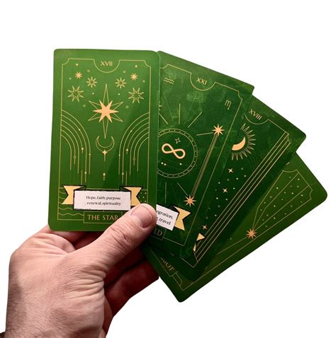 Printable Tarot Cards Green Tarot Deck With Keywords Etsy