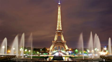 Eiffel Tower Lighted At Night Image Free Stock Photo Public Domain