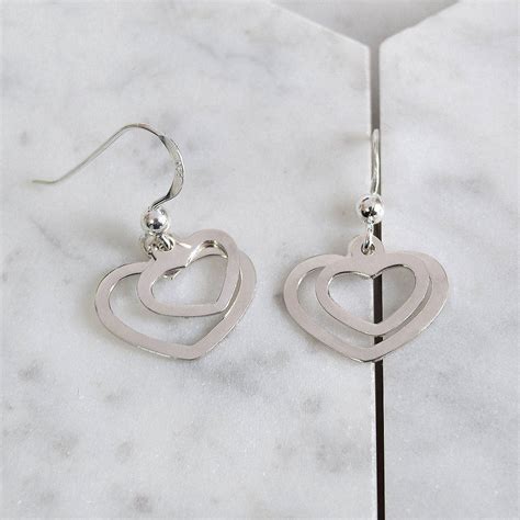 Sterling Silver Double Heart Earrings By Mia Belle