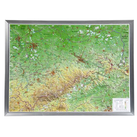 Georelief Large 3d Relief Map Of Saxony In Aluminium Frame In German