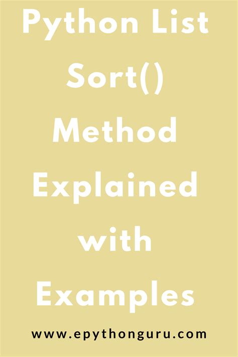 Python List Sort Method Explained With Examples Gambaran
