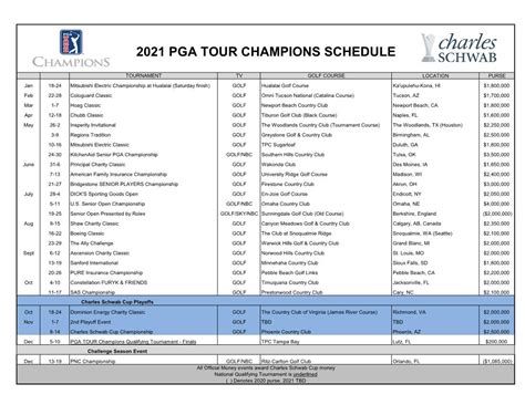 Sign up for the monthly minute newsletter. PGA Tour Champions releases schedule for 2021 to conclude 'super season' - Handicaps