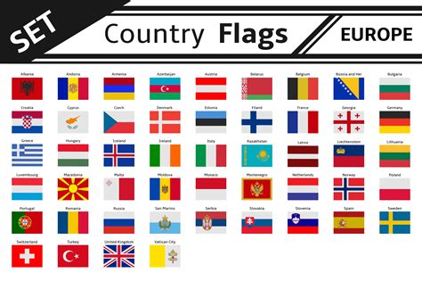 Set Countries Flags Europe Illustrations Creative Market