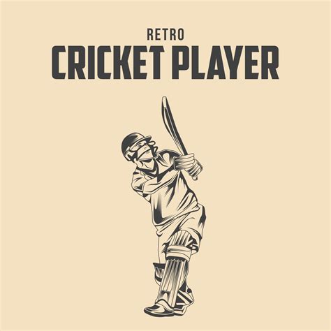 Retro Cricket Player Vector Illustration 15324811 Vector Art At Vecteezy