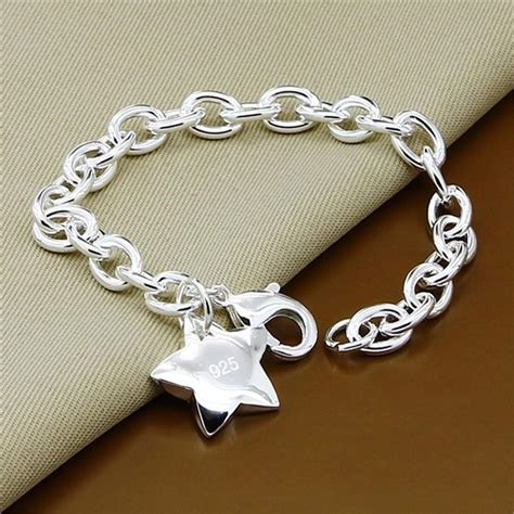 Shangwang Classic Jewelry 925 Sterling Silver Star Charm Bracelet For