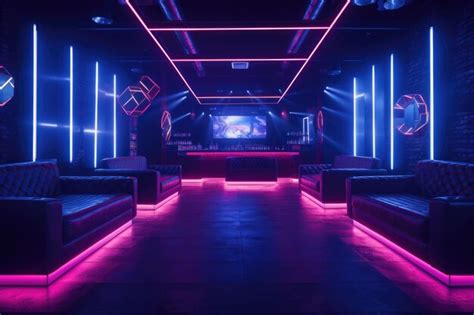 Premium Ai Image Interior Of A Nightclub With Neon Lights 3d Render