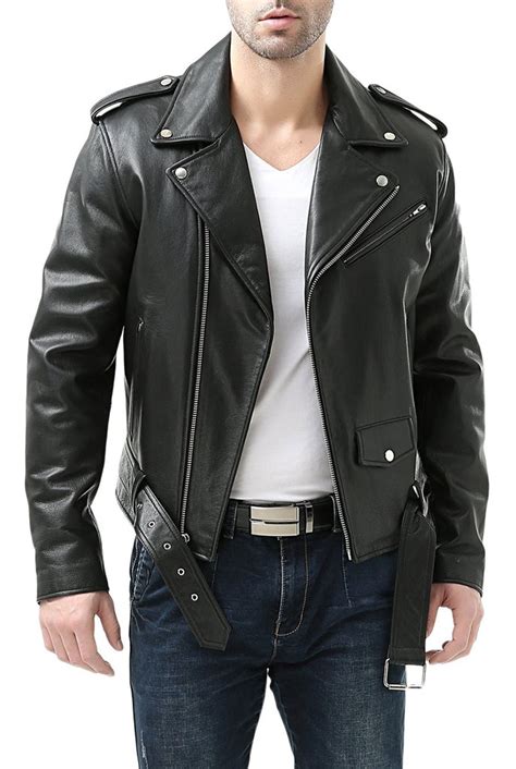 Bgsd Mens Classic Cowhide Leather Motorcycle Jacket Luxury Lane