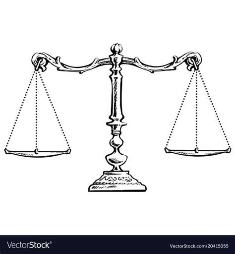 Sketch Of Balanced Scales Scales Of Justice Black And White Hand