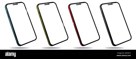 Mobile Phones With Perspective View Colorful Smartphones Isolated On